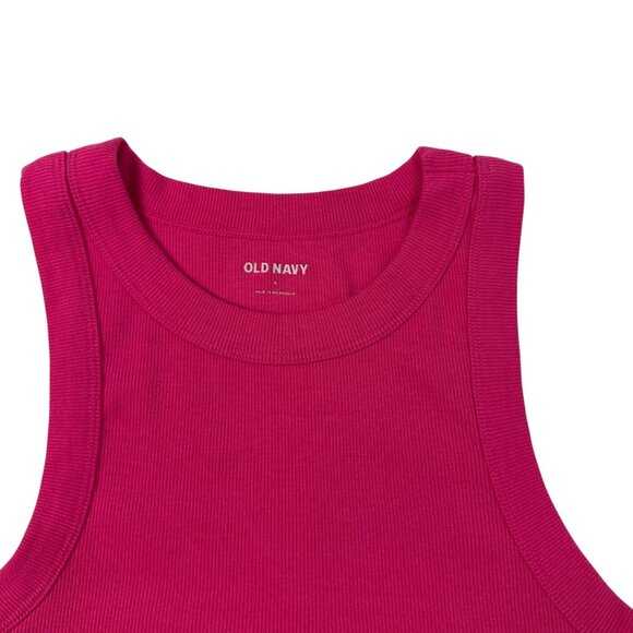 Old Navy Ribbed Tank Top Women’s Size L Fuchsia Stretch Cotton Blend - Picture 5 of 10